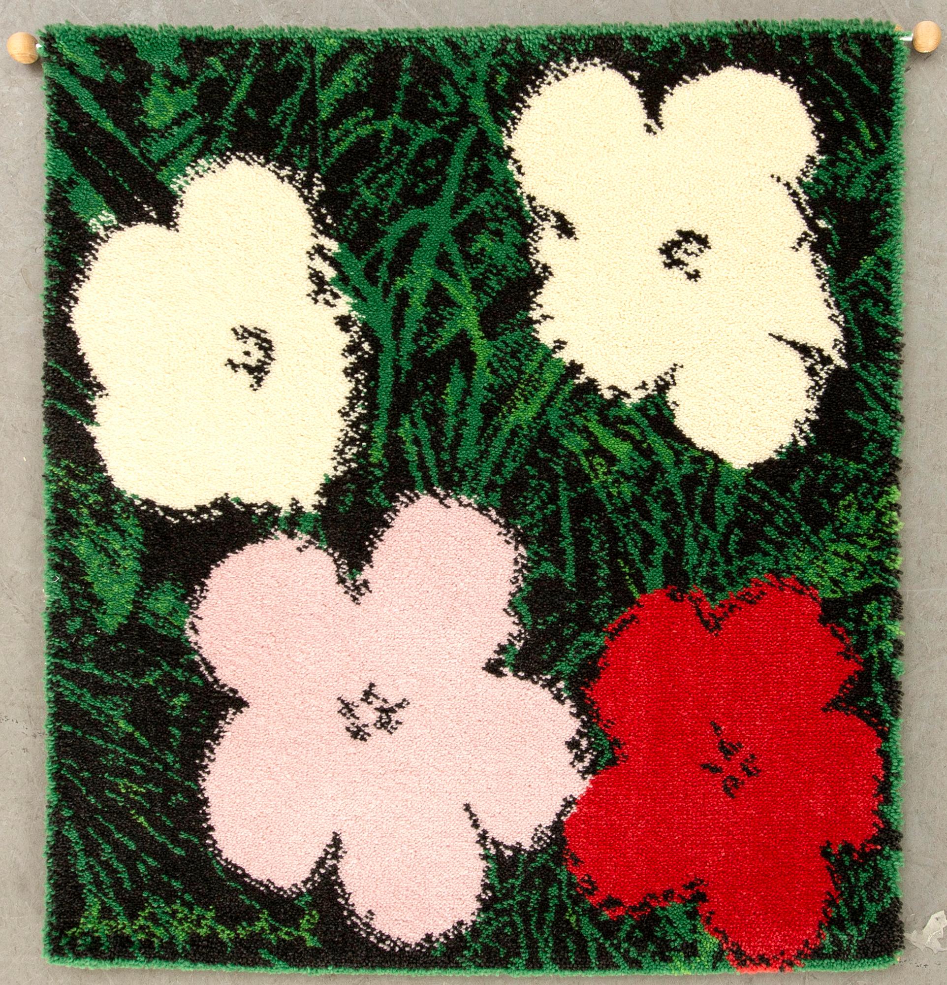 A wall rug after ANDY WARHOL, 88 x 80 cm.