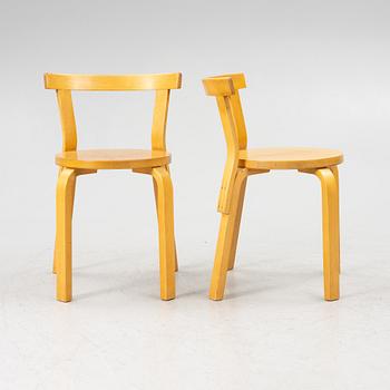 Alvar Aalto, chairs, "68", set of 4, Artek, Finland.