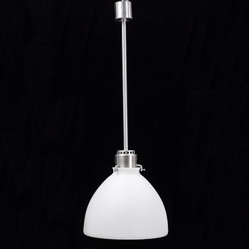 A late 20th century glass and metal ceiling lamp.