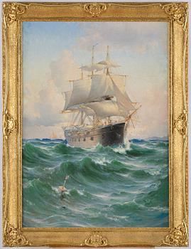 Ludvig Richarde, The steam corvette "Freja" in a lateral view.