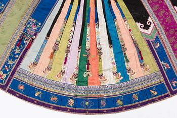 Two embroidered silk skirts, late Qing dynasty.