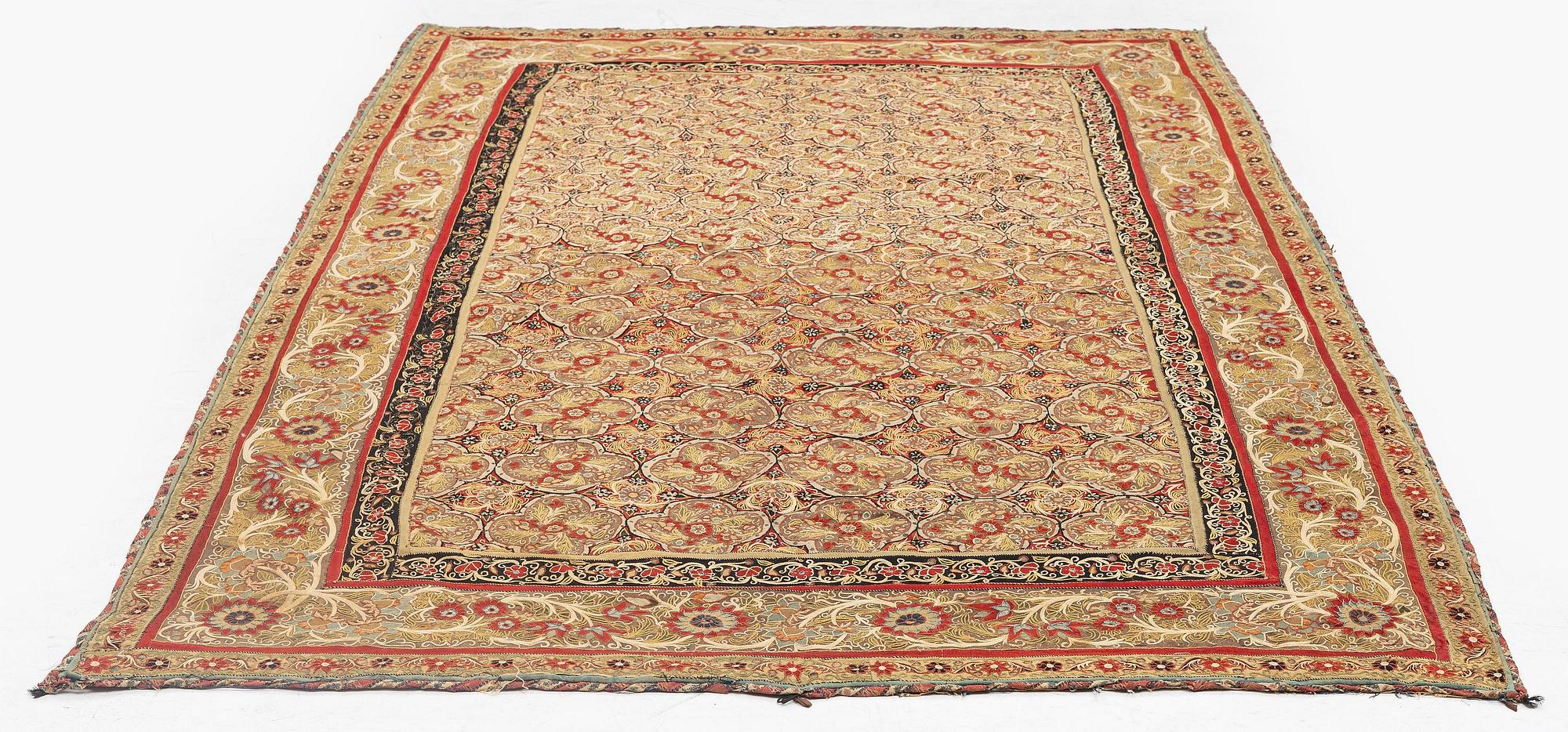 A Rasht embroidered textile, North Persia (Iran), around the year 1900, c. 216 x 127 cm.