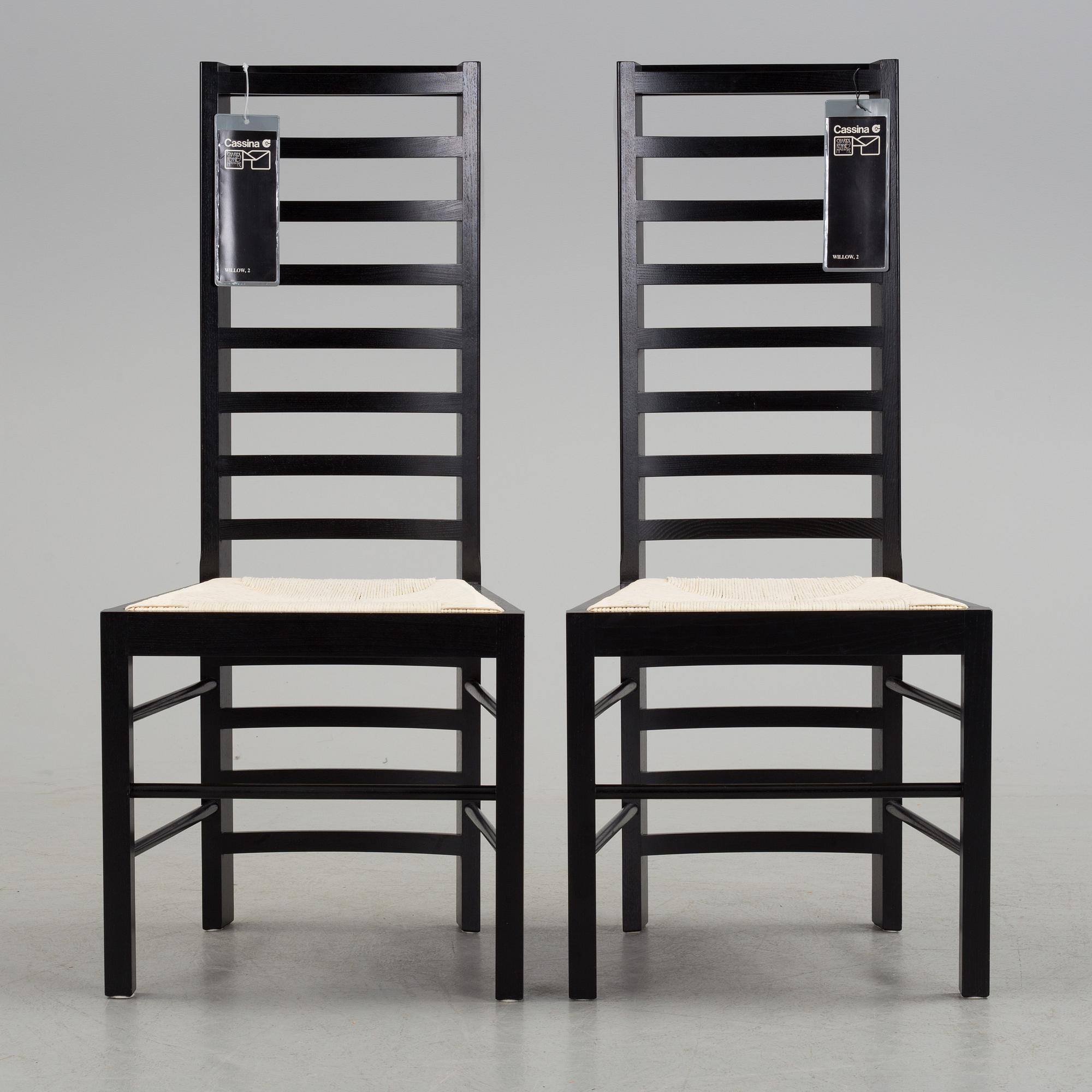 CHARLES RENNIE MACKINTOSH, stol, "Willow 2", Cassina, formgiven 1904, 1970-tal.