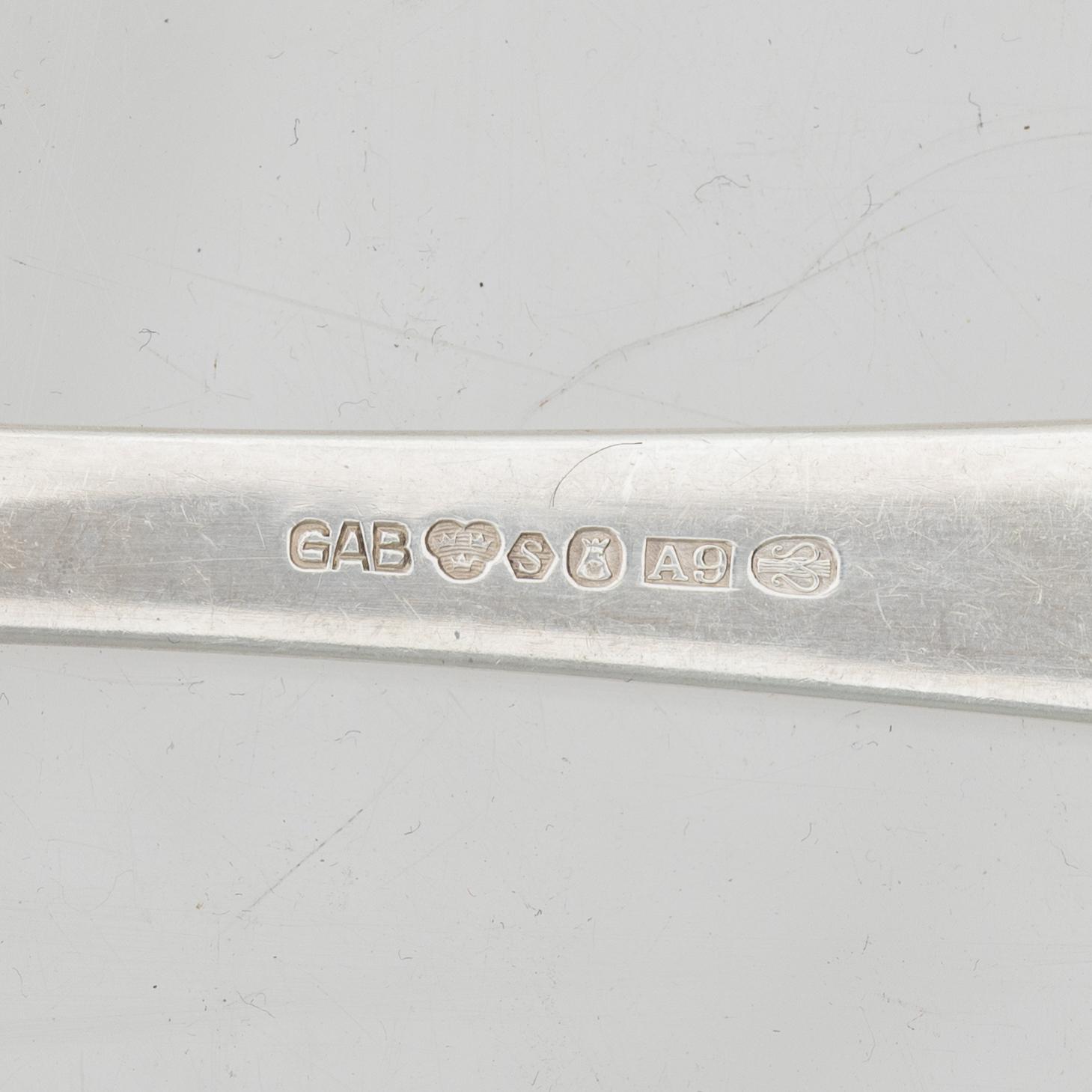 Jacob Ängman, bestickservis, silver, 118 delar, "Rosenholm", GAB, 1947-1952.