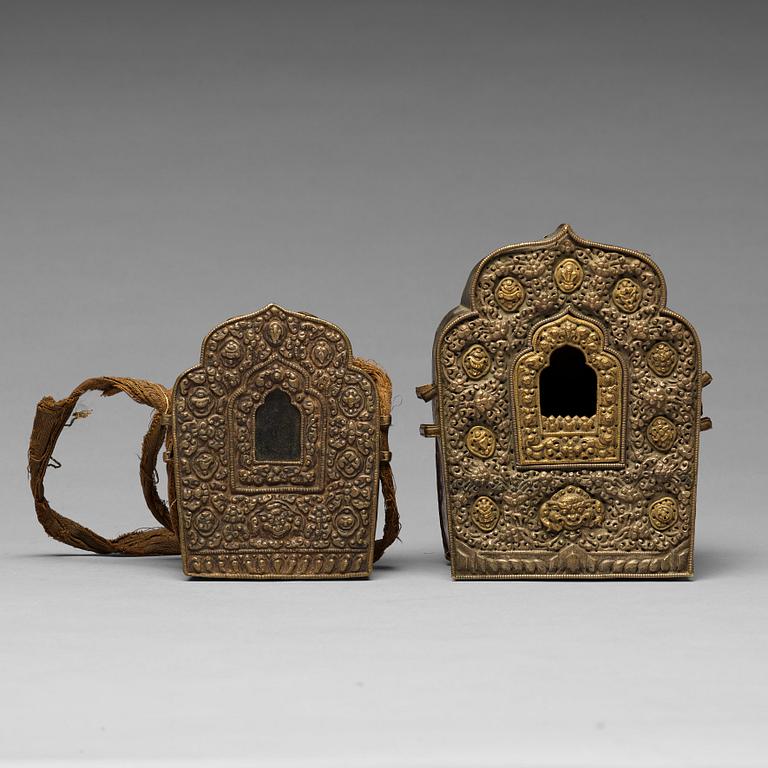 Two Tibetan travel cases/shrines, 19th Century.