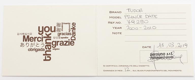 TUDOR, Prince date, Pre-Tiger panda, wristwatch, 39 mm.