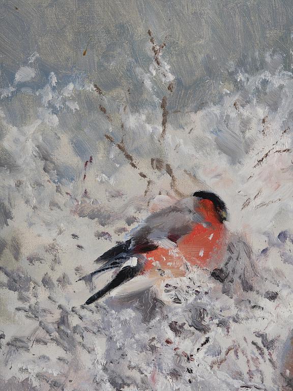 Mosse Stoopendaal, Bullfinches in a winter landscape.
