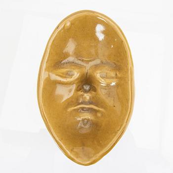 Signe Persson-Melin/Claes Oldenburg, mask/aladåbform  glaserat stengods, 1960-tal, medföljer brev.