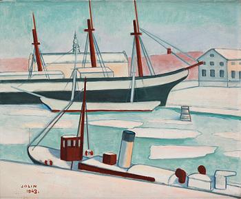 552. Einar Jolin, Winter at the harbour, Stockholm.