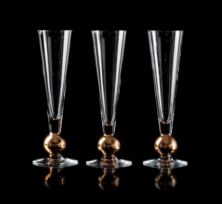 CHAMPAGNESTRUTAR, 11 st, glas, Nobelservisen, Gunnar Cyrén, Orrefors.