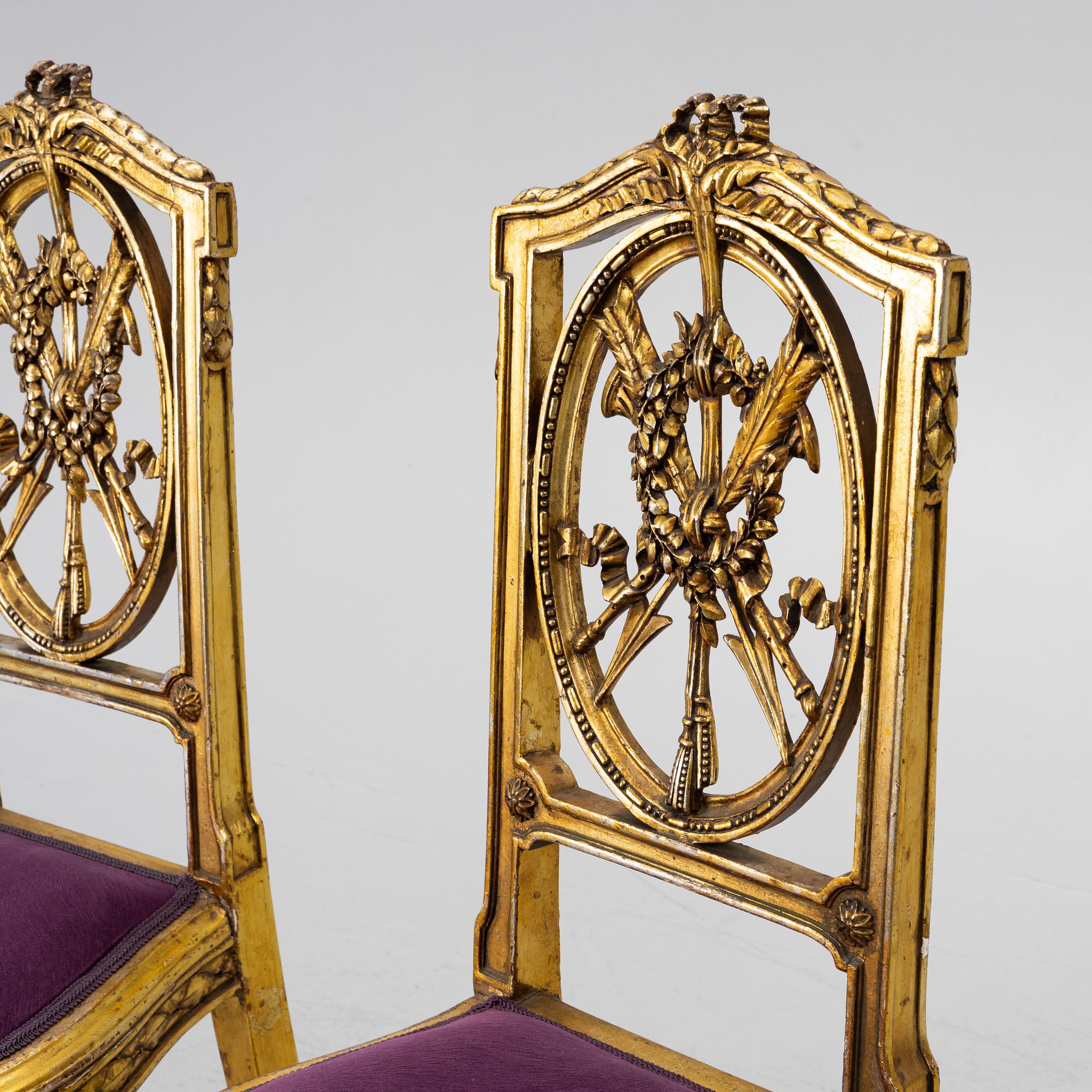 Stolar, ett par, Louis XVI-stil, omkring år 1900.