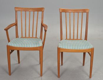 MATGRUPP, 7 delar. "Herrgården", Carl Malmsten, Bodafors möbelfabrik, brännmärkt.
