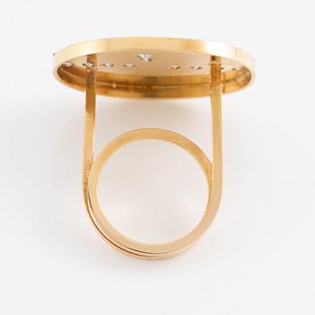 Jan-Christer Lundqvist, ring, "Reflex 2" 18K gold with diamonds, Skövde 1990.