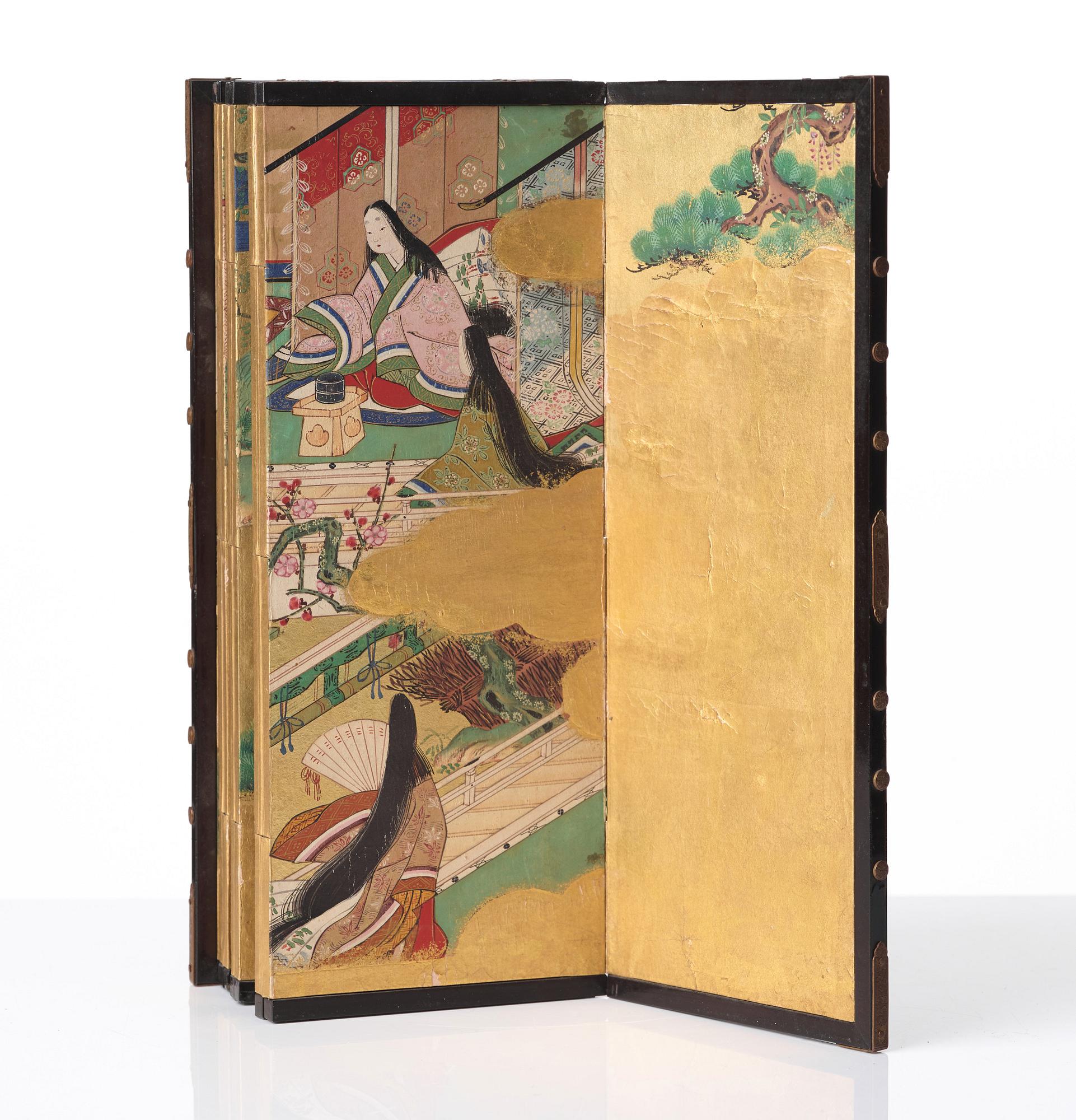 SKÄRM, åtta delad. Japan, Meiji (1868-1912).