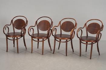 KARMSTOLAR, 4 st, Cafémodell, Thonet-stil, 1900-tal.