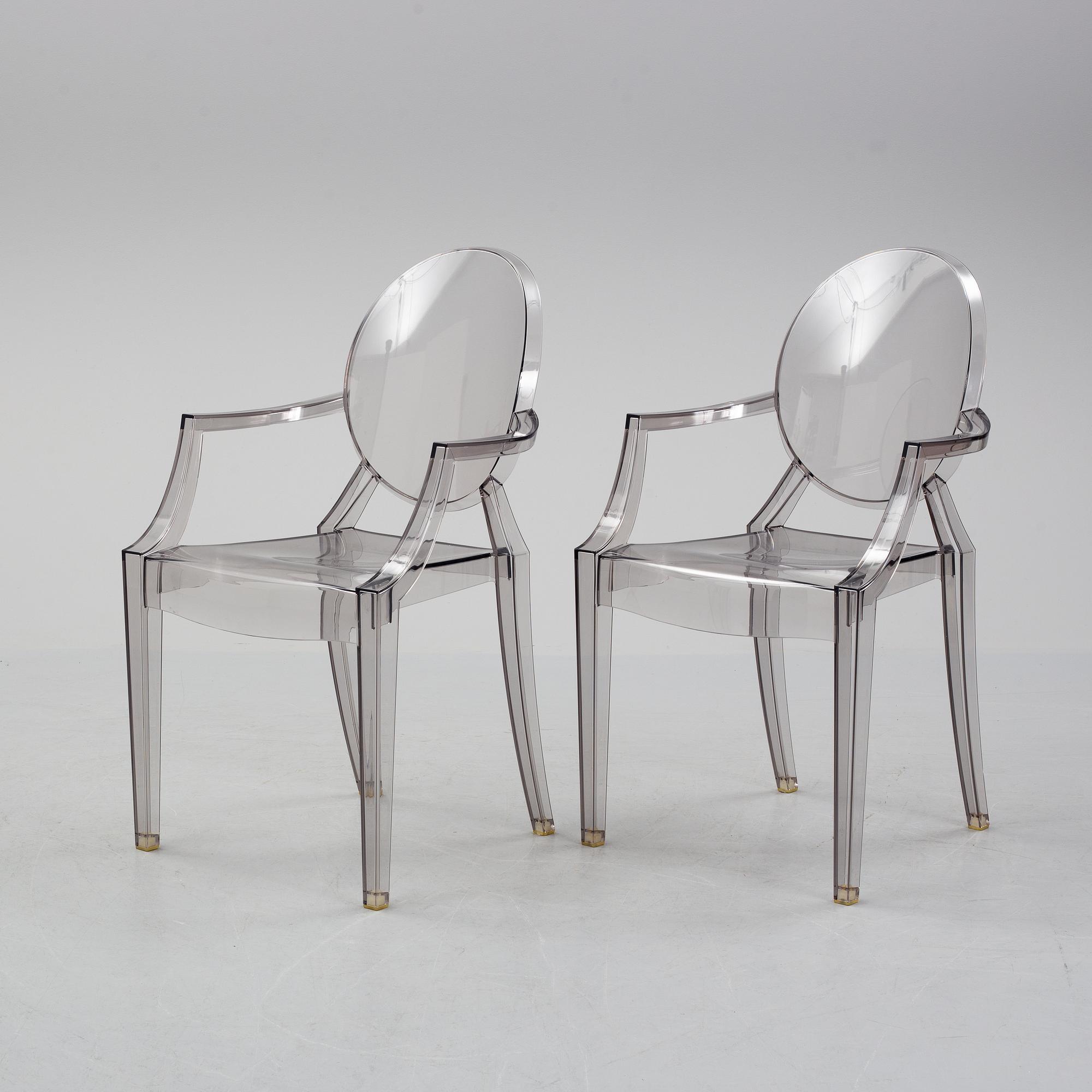 Philippe Starck, stolar ett par, "Louis Ghost", Kartell, formgiven 2002.