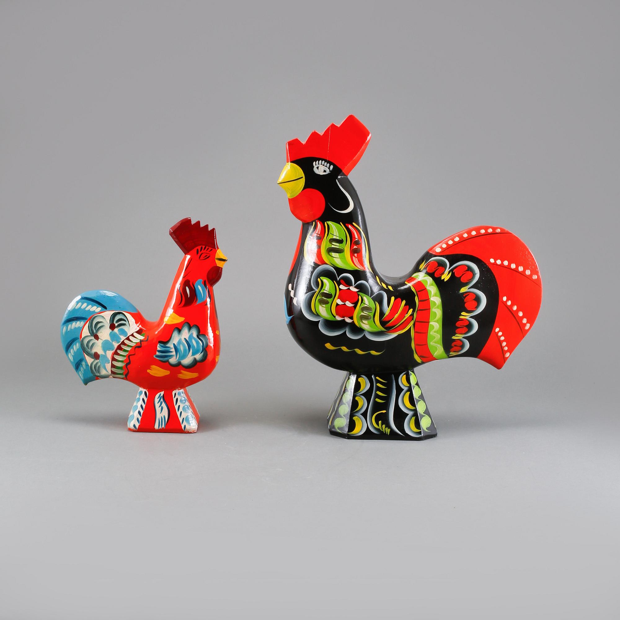 Dalatuppar, 2 st, Grannas A Olssons Hemslöjd Nusnäs Mora, modern tillverkning.