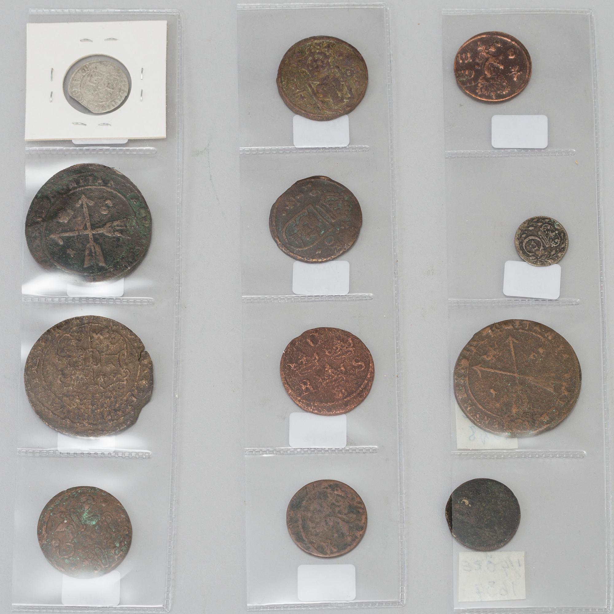 SAMLING MYNT, 40 stycken, Sverige, 15-1700-tal.