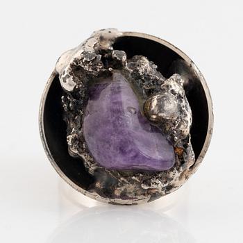 Ring, Peter Wilhjelm Nielsen (PWN), silver and amethyst ring.