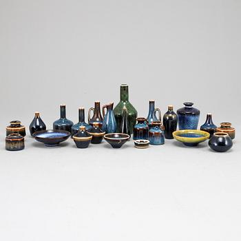 CARL-HARRY STÅLHANE, a set of 22 stoneware miniature vases and bowls, Rörstrand.