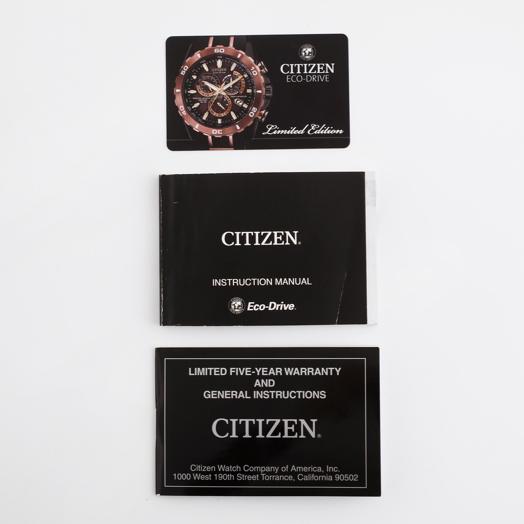 CITIZEN, Eco-Drive, Perpetual Calendar, "Tachymeter", Limited Edition  1533/2500, wristwatch, chronograph, 45 mm.