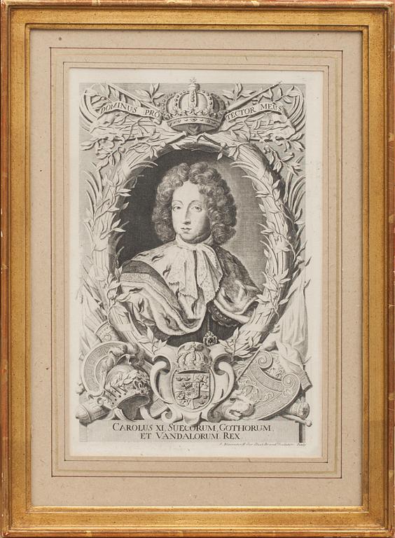 KOPPARSTICK, "Carolus XI. Svecorum Gothorum et Vandalorum Rex" SAMUEL BLESENDORFF, efter. 1700/1800-tal.