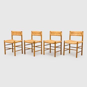 Charlotte Perriand, four mid-20th century "Dordogne" chairs for Sentou, France.