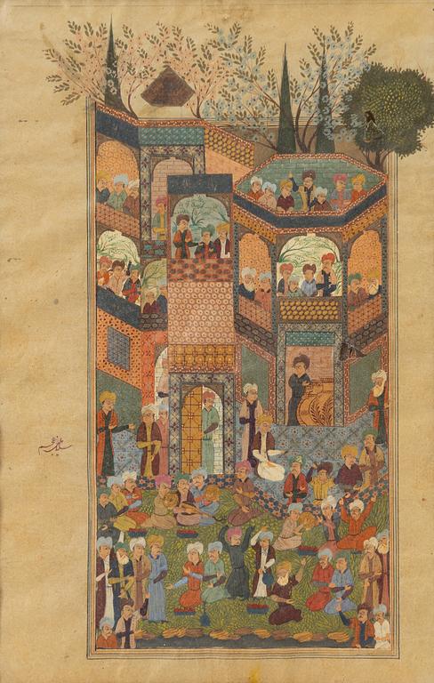 Manuscript pages/paintings, three pieces, Persia/Iran, late Qajar dynasty / early 20th century.