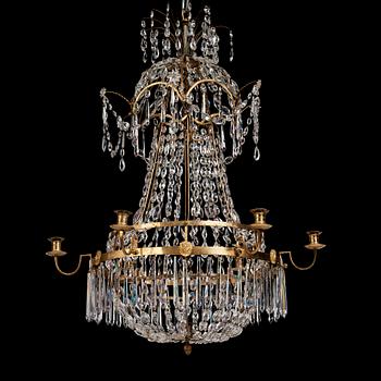 78. A late Gustavian early 19th Century seven-light chandelier.