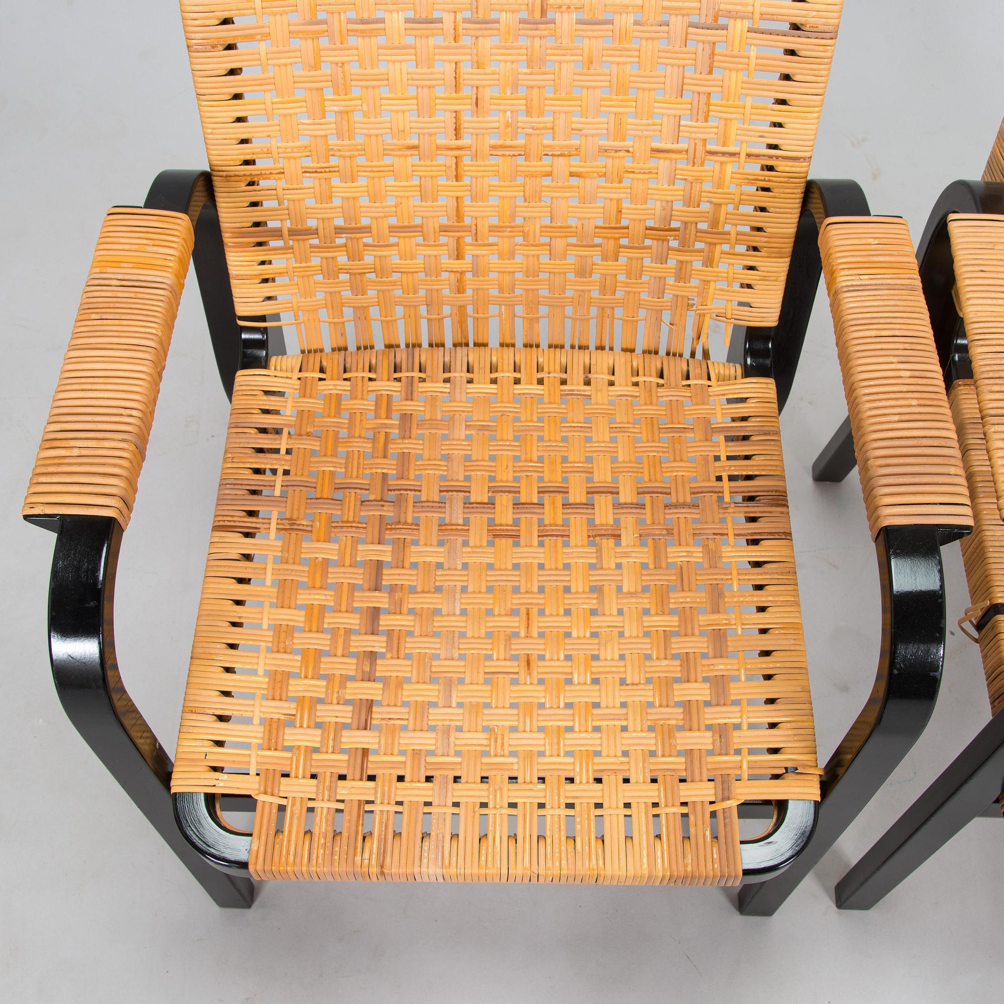 Alvar Aalto, nojatuoleja, 6 kpl, malli 45, Artek 1970-luku.