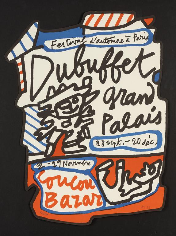 Jean Dubuffet, affisch tryckt med färglitografi, signerad och daterad -73, numrerad 62/200.