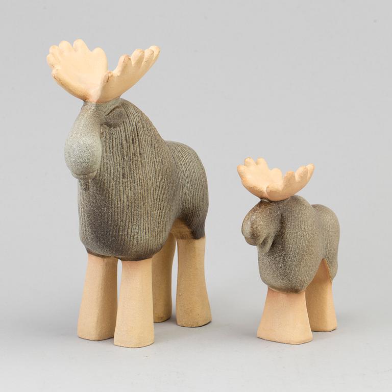 LISA LARSON, a pair of 'Älg' stoneware figurines from Gustavsberg.