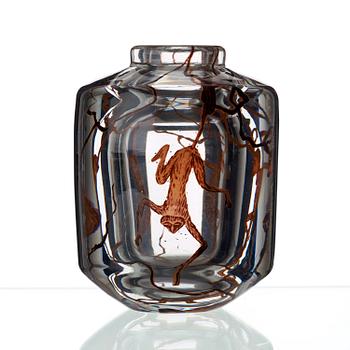 An Edward Hald 'graal' glass vase, Orrefors, Sweden 1939.