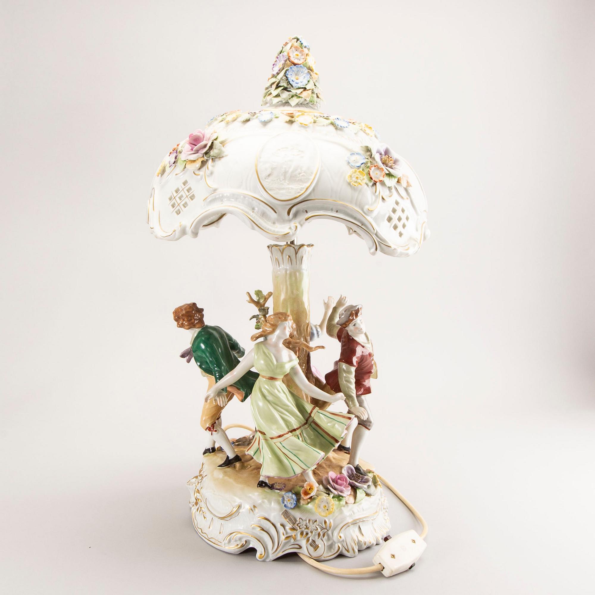 A PMP (Porcelain Manufactory Plaue) table lamp, Germany, later part of the 20th century.