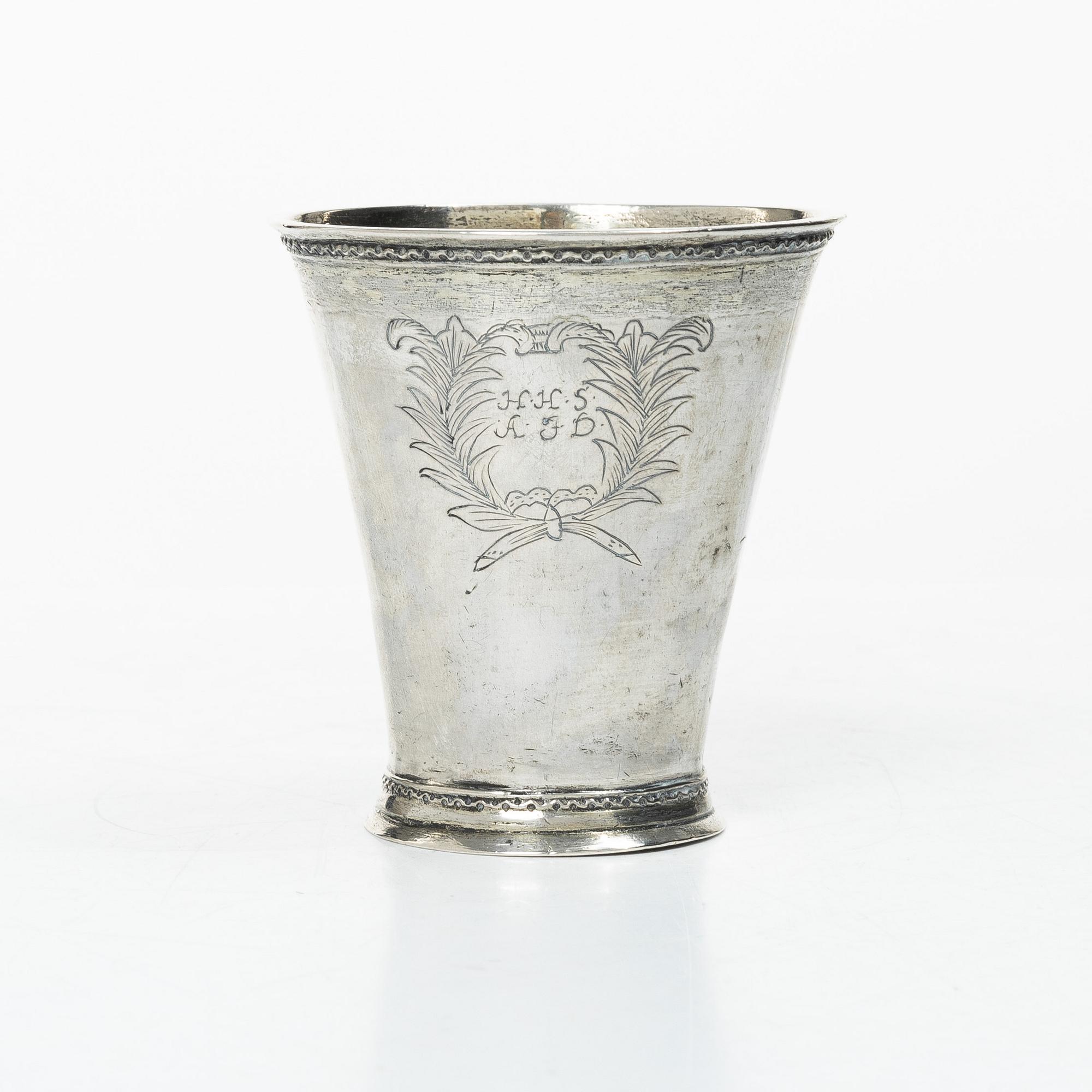A Swedish silver Baroque beaker, mark of Anders Wibeck, Borås, 1728.