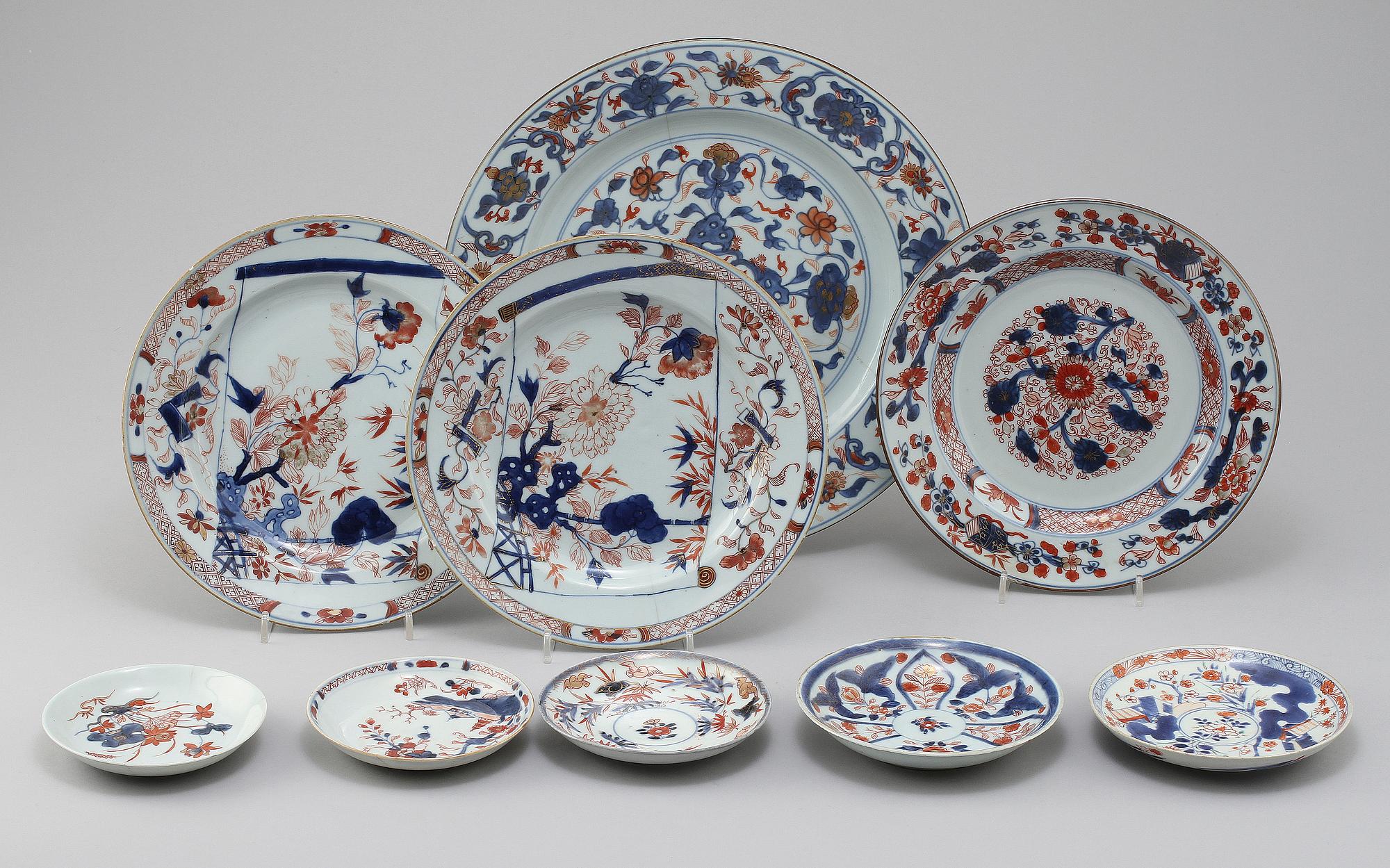 PARTI PORSLIN, 9 delar, porslin, Kina, 1700-tal.