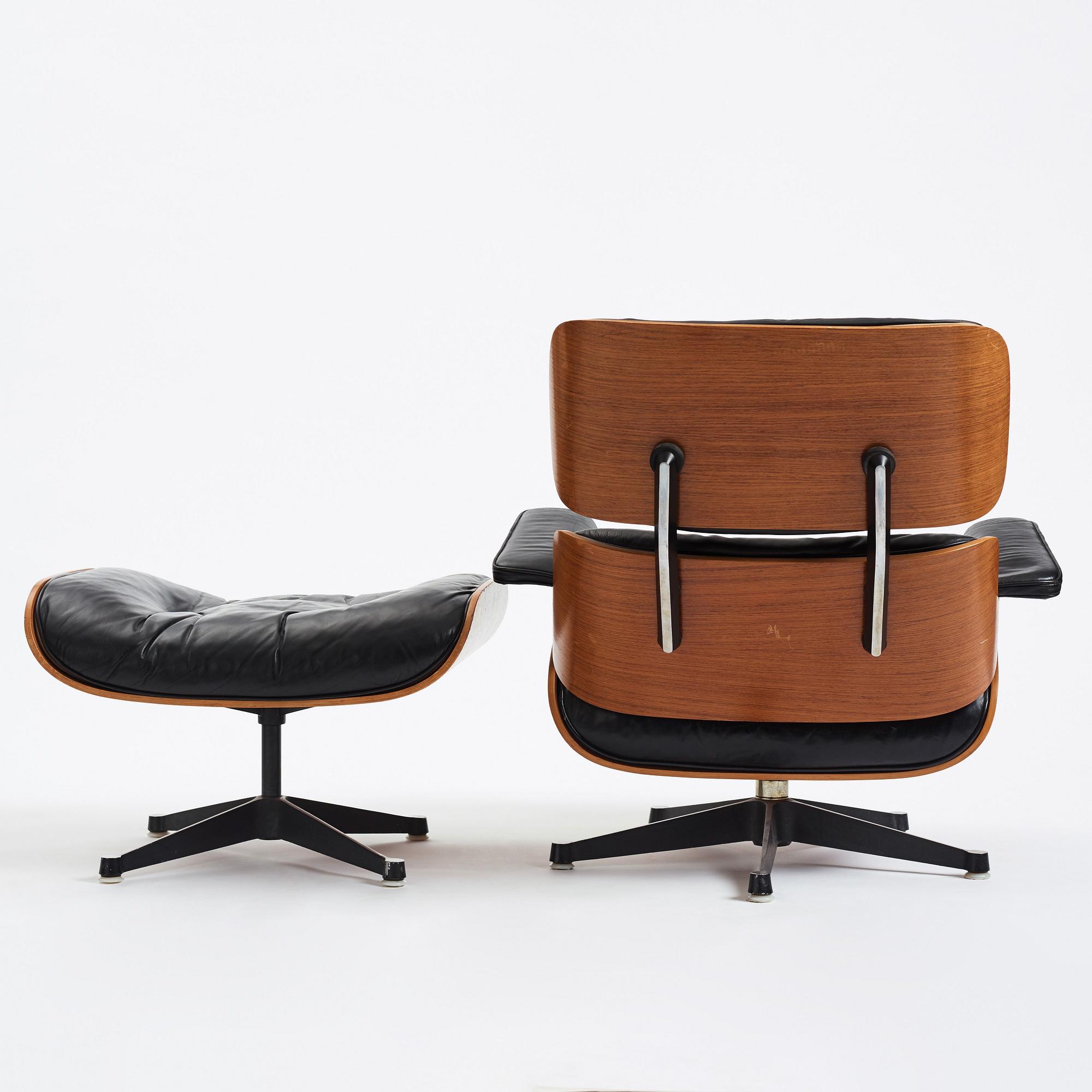 Charles & Ray Eames, "Lounge chair", fåtölj och ottoman, Vitra 1960-70-tal.