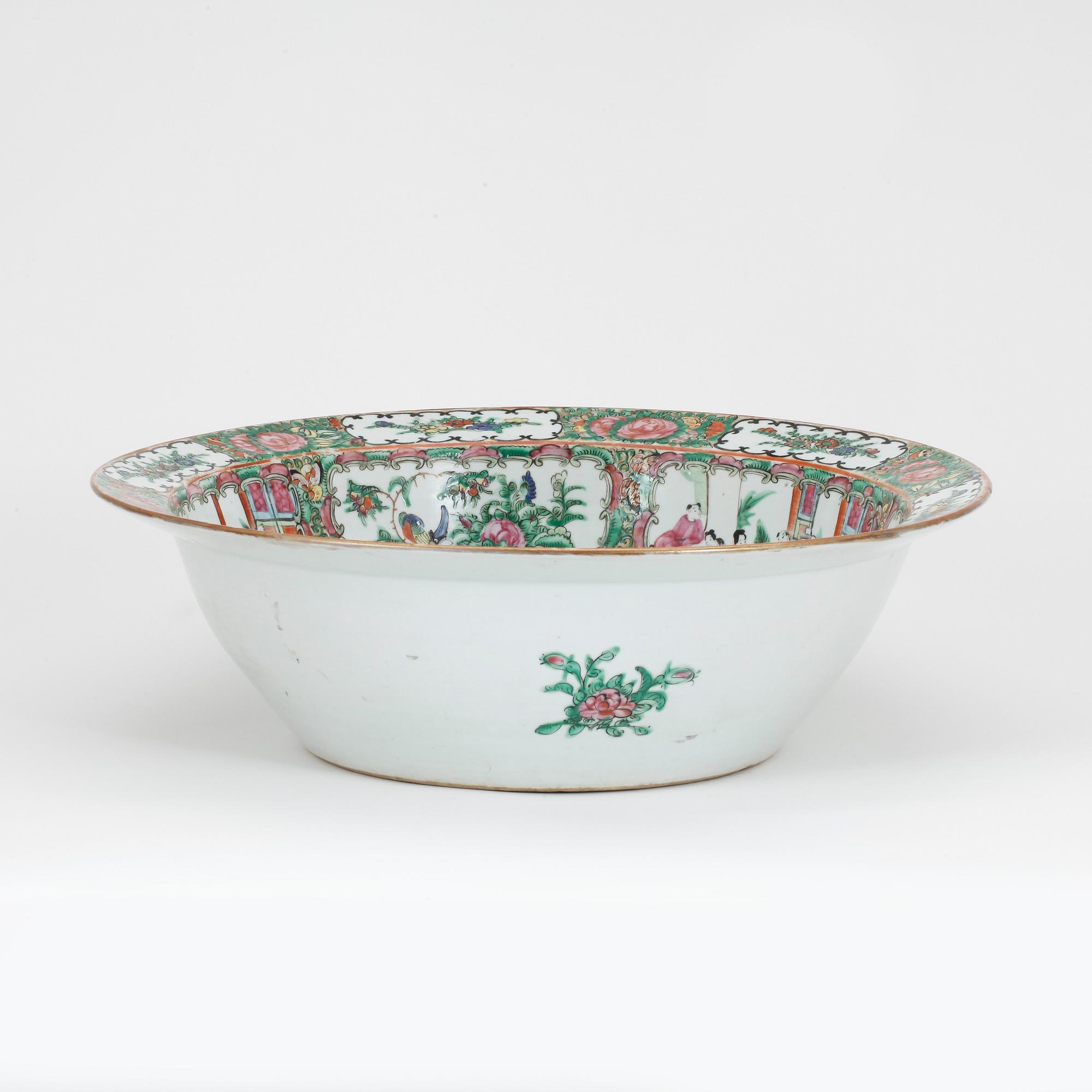HANDFAT, porslin, Kanton, Kina 1800-tal.