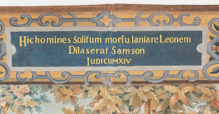 Wall mounted Painting, Samson and the Lion, approx. 251 x 220 cm.