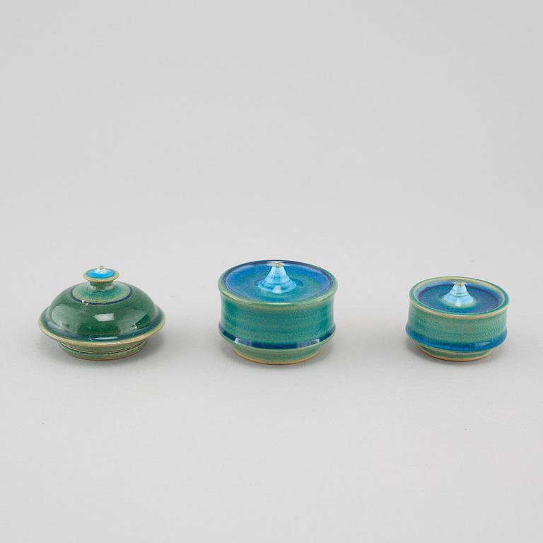 INGER PERSSON, seven pieces of stoneware, mostly Rörstrand, signed, one piece dated -65.
