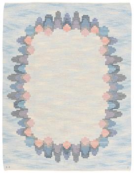 Judith Johansson, a carpet, "Blomsterkrans", flat weave, approximately 273 x 215 cm, signed JJ E.