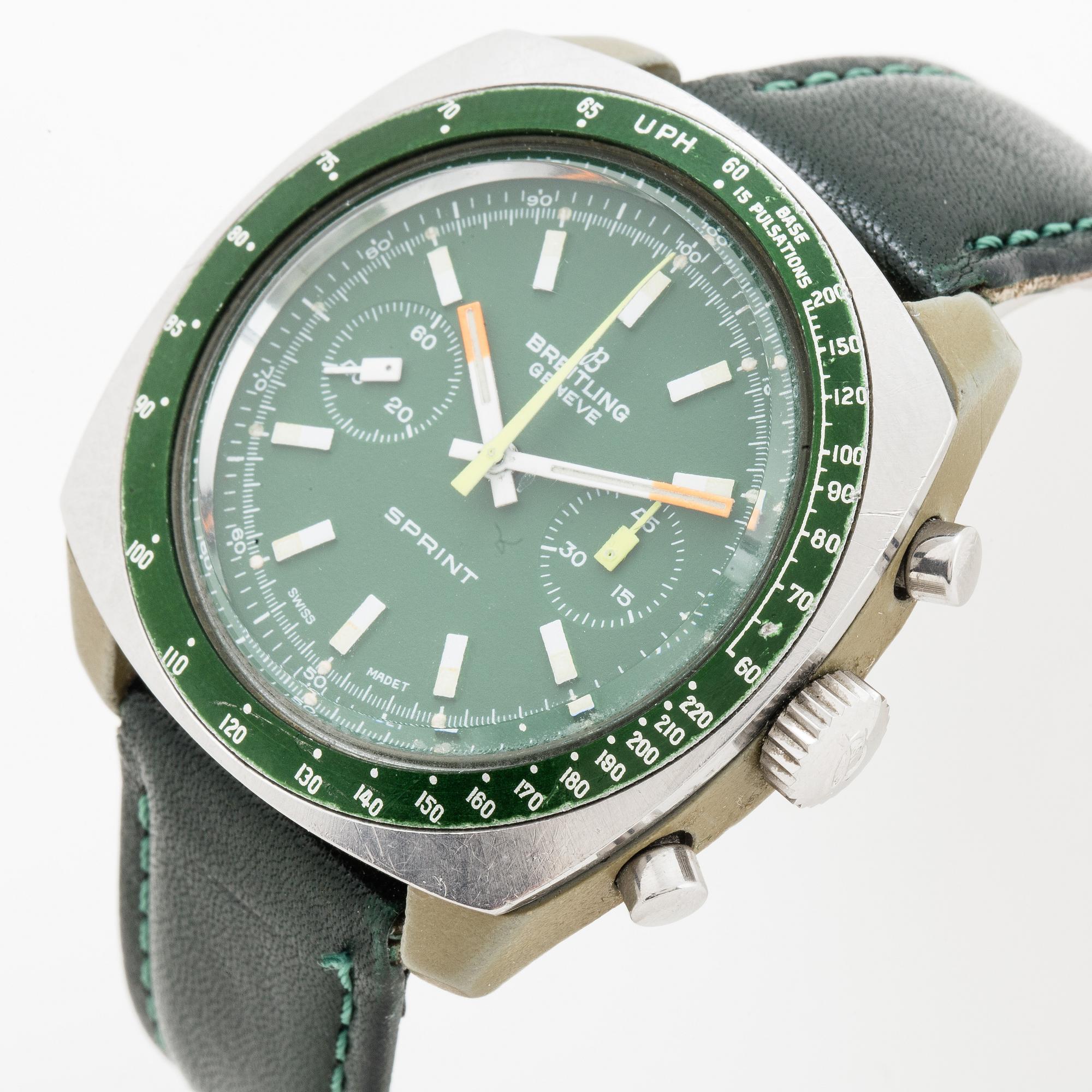 Breitling, Geneve, Sprint, "Pulsations", chronograph, wristwatch, 40 mm.