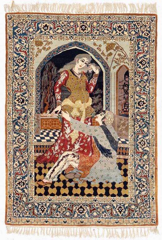Rug, Isfahan, Old, approx. 150 x 105 cm.