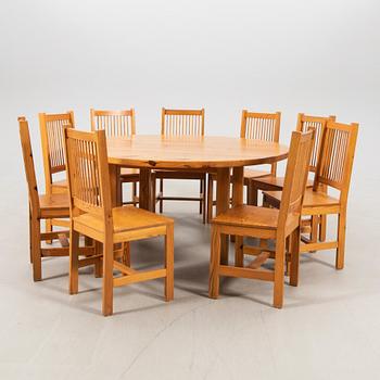 Table and chairs, 10 pieces, 1970s.