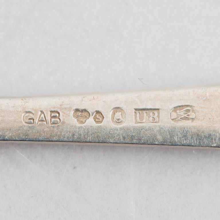 Jacob Ängman, 18 silver spoons, 'Rosenholm', GAB, Stockholm and Eskilstuna, 1943-91.