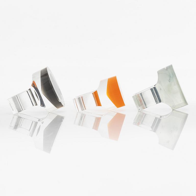 Siv Lagerström, three acrylic rings, 1970s.