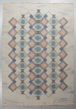 Judith Johansson, matto, "Myosotis", flat weave, ca 298,5 x 209,5-213 cm, signerad JJ J (the weaver).