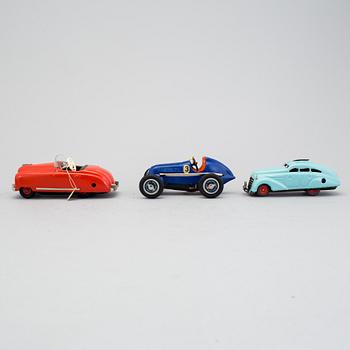 A lot of 3 Schuco cars, Germany, ca 1950.