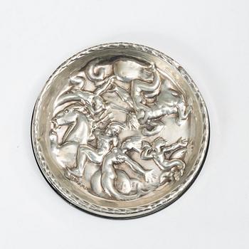 Guldsmedsaktiebolaget (GAB), Ashtrays, 4 pieces, silver and Bakelite, Stockholm, 1946–1968.