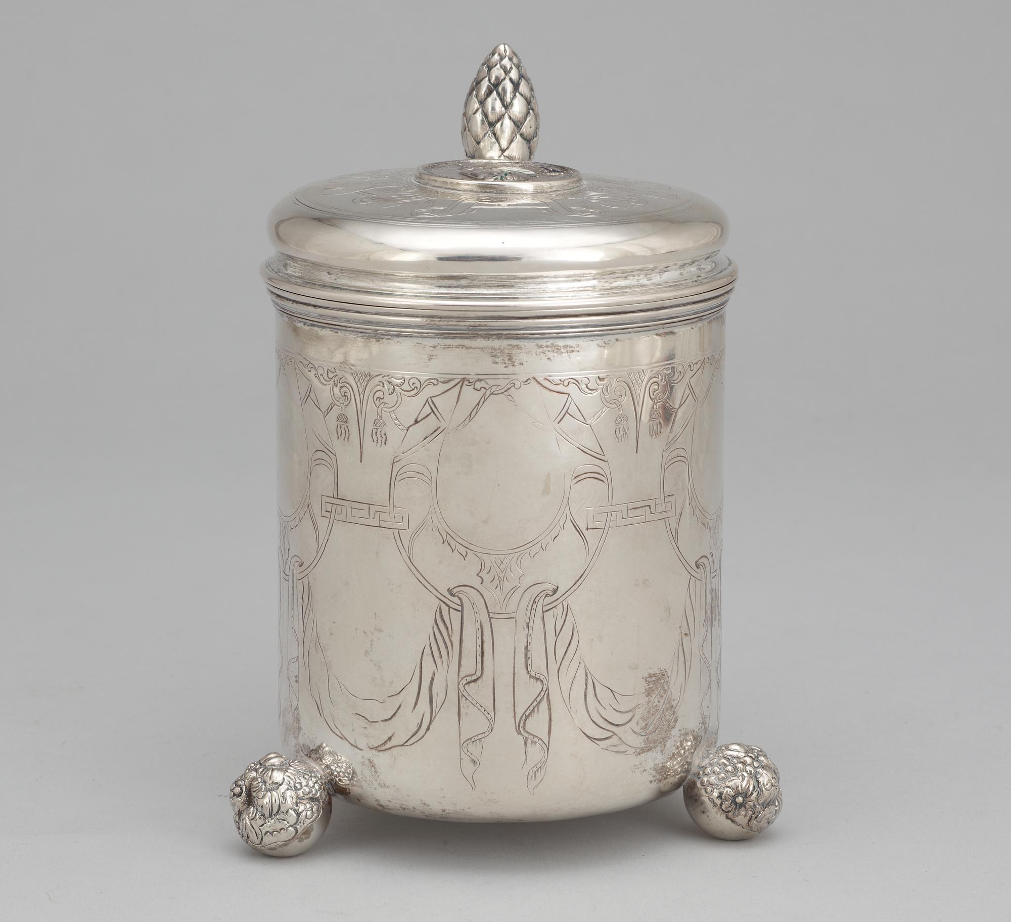 A Baroque style tankard with no silver marks.